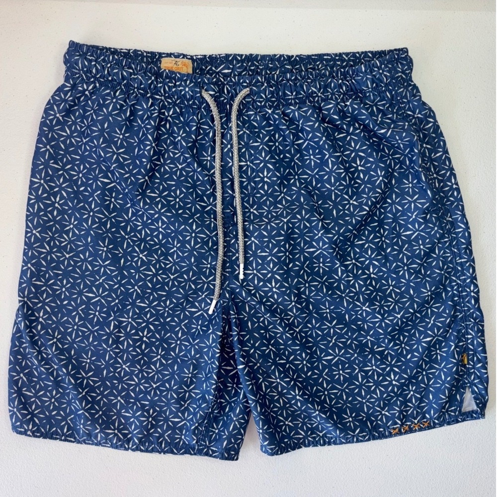 TRUE GRIT Mens Swim Trunks Board Shorts Bali Blue Print Drawstring Waterman XL - Picture 3 of 16